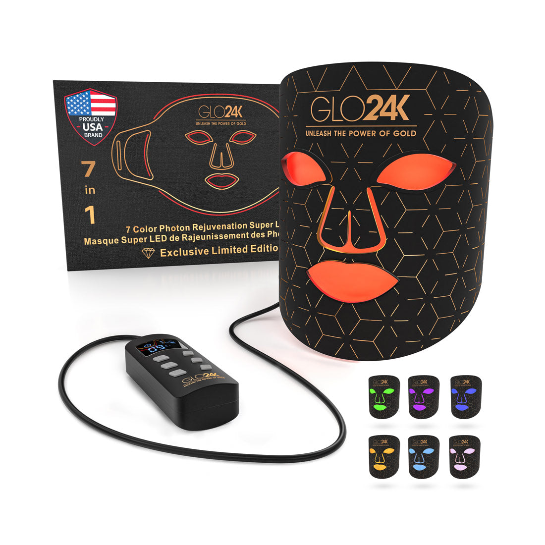 7 Color LED Photon Rejuvenation Super Mask – GLO24K